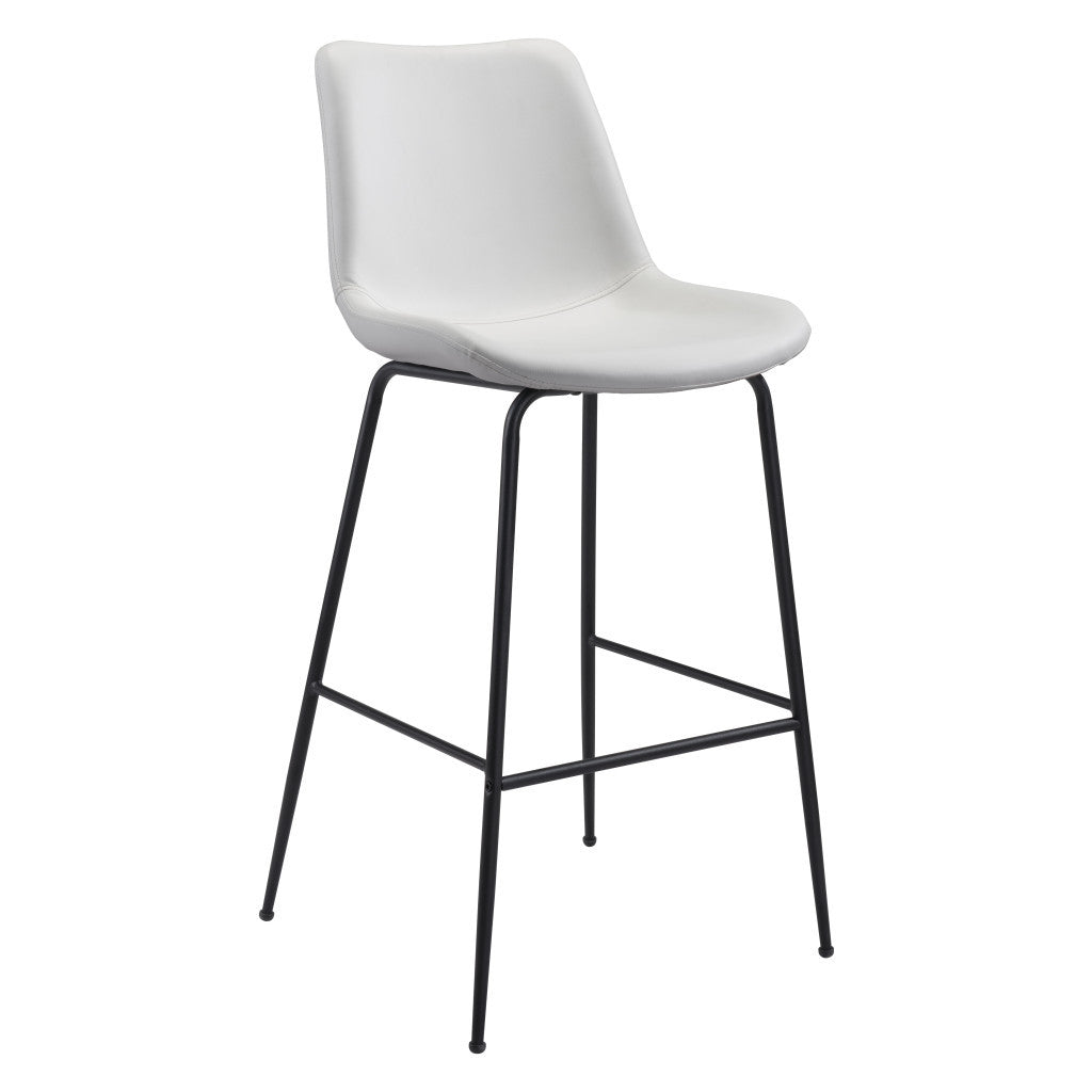 31" White And Black Steel Low Back Bar Height Bar Chair-0