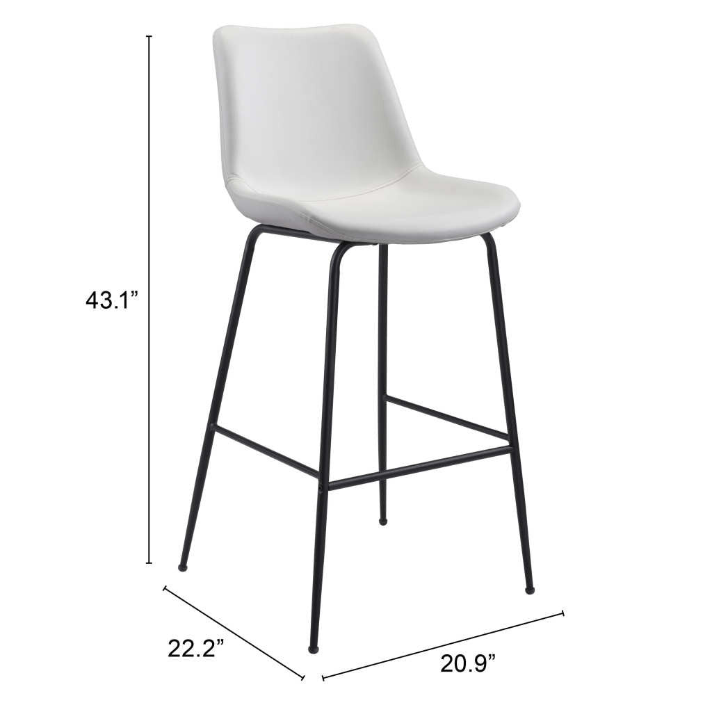 31" White And Black Steel Low Back Bar Height Bar Chair-7