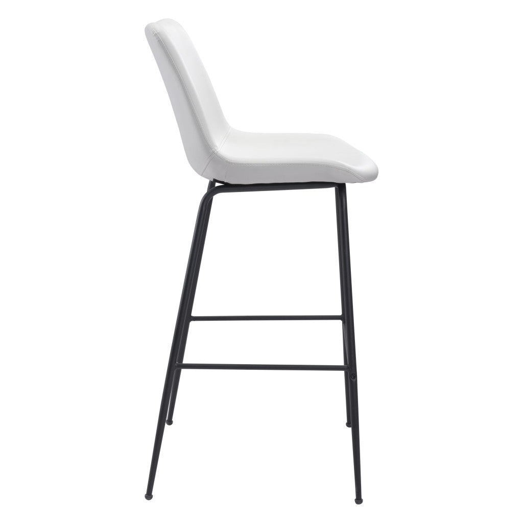 31" White And Black Steel Low Back Bar Height Bar Chair-4