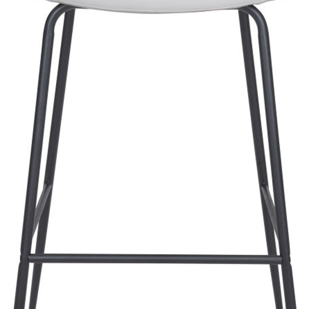 31" White And Black Steel Low Back Bar Height Bar Chair-6