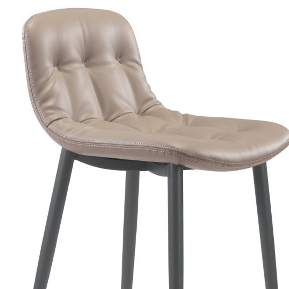 Set of Two 30" Taupe And Black Steel Low Back Bar Height Bar Chairs-5