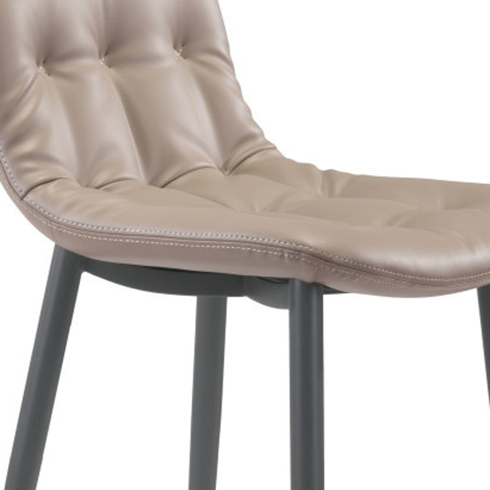 Set of Two 30" Taupe And Black Steel Low Back Bar Height Bar Chairs-6