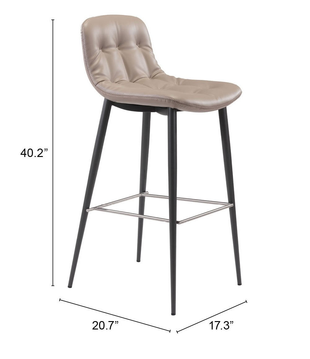 Set of Two 30" Taupe And Black Steel Low Back Bar Height Bar Chairs-7