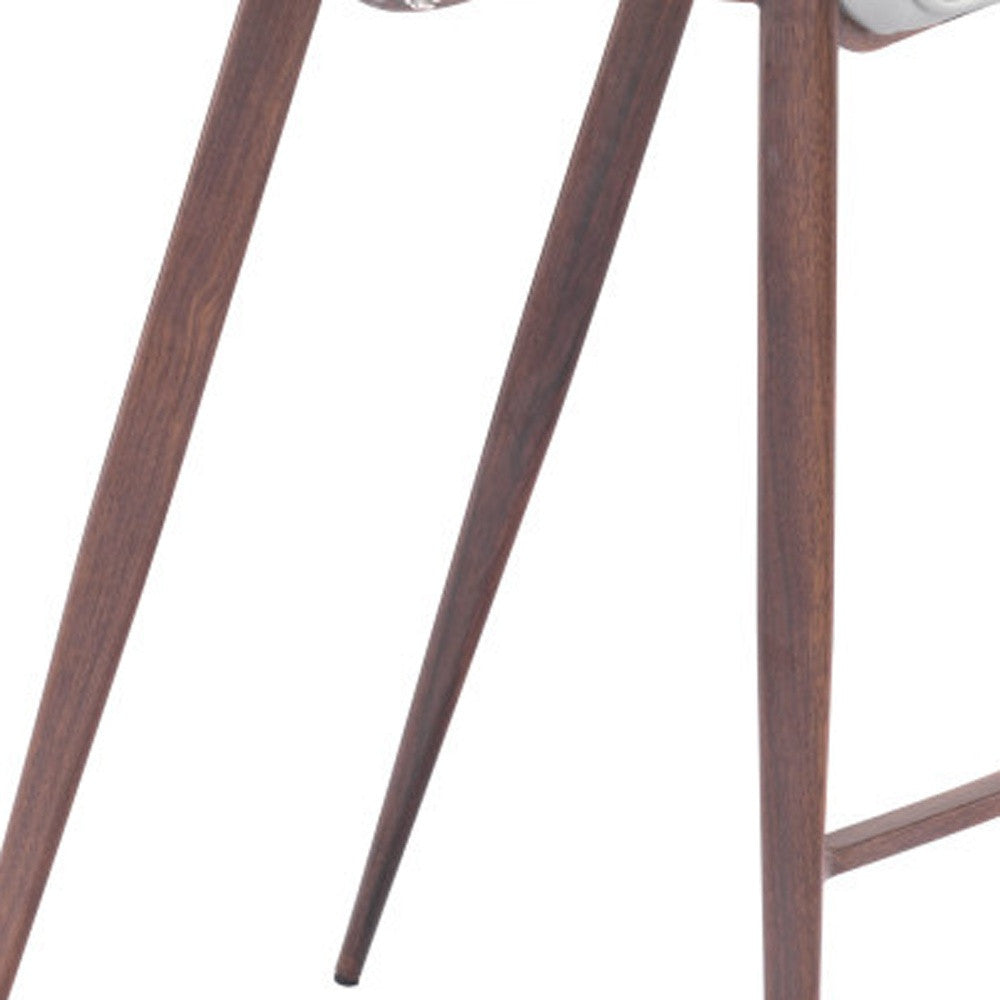 Set of Two 30" White And Brown Steel Low Back Bar Height Bar Chairs-5