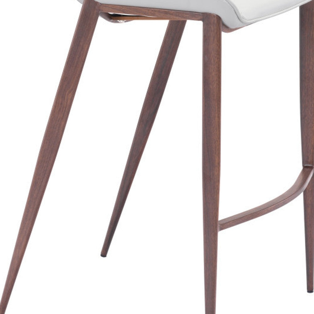 Set of Two 30" White And Brown Steel Low Back Bar Height Bar Chairs-6