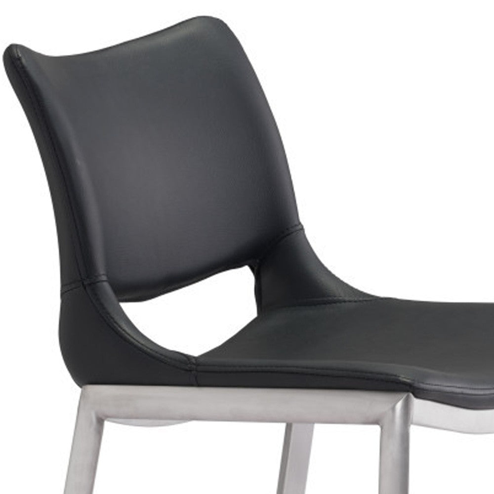 Set of Two 29" Black And Silver Steel Low Back Bar Height Bar Chairs-5