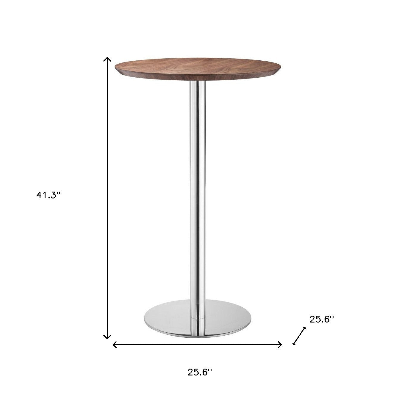 26" Brown and Silver Rounded Stainless Steel Bar Table-5