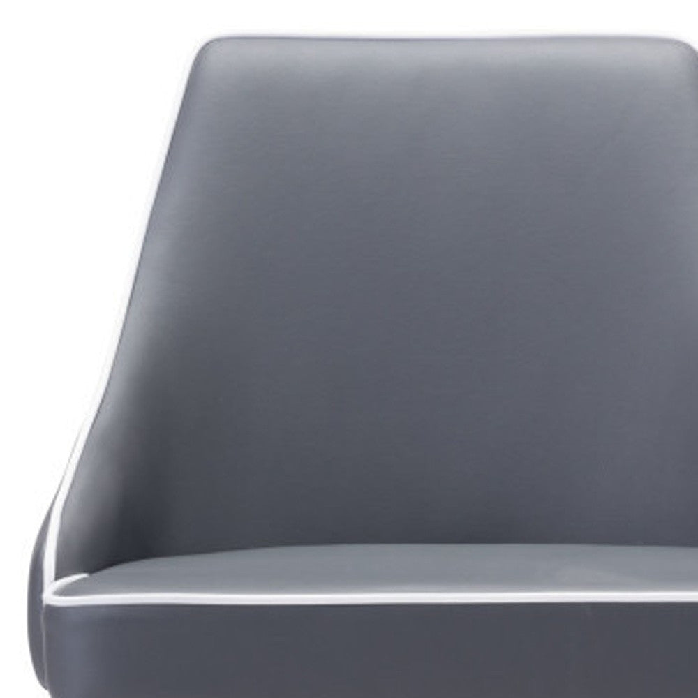 26" Gray And Brown Solid Wood Low Back Counter Height Bar Chair-6