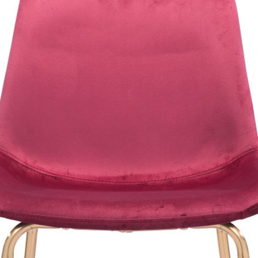 26" Red And Copper Velvet And Steel Low Back Counter Height Bar Chair-5