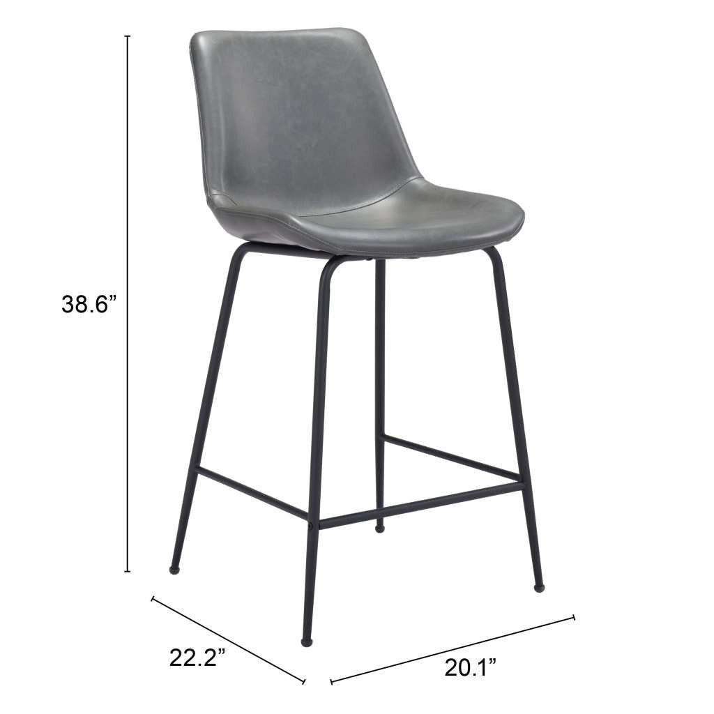 26" Gray And Black Steel Low Back Counter Height Bar Chair-7