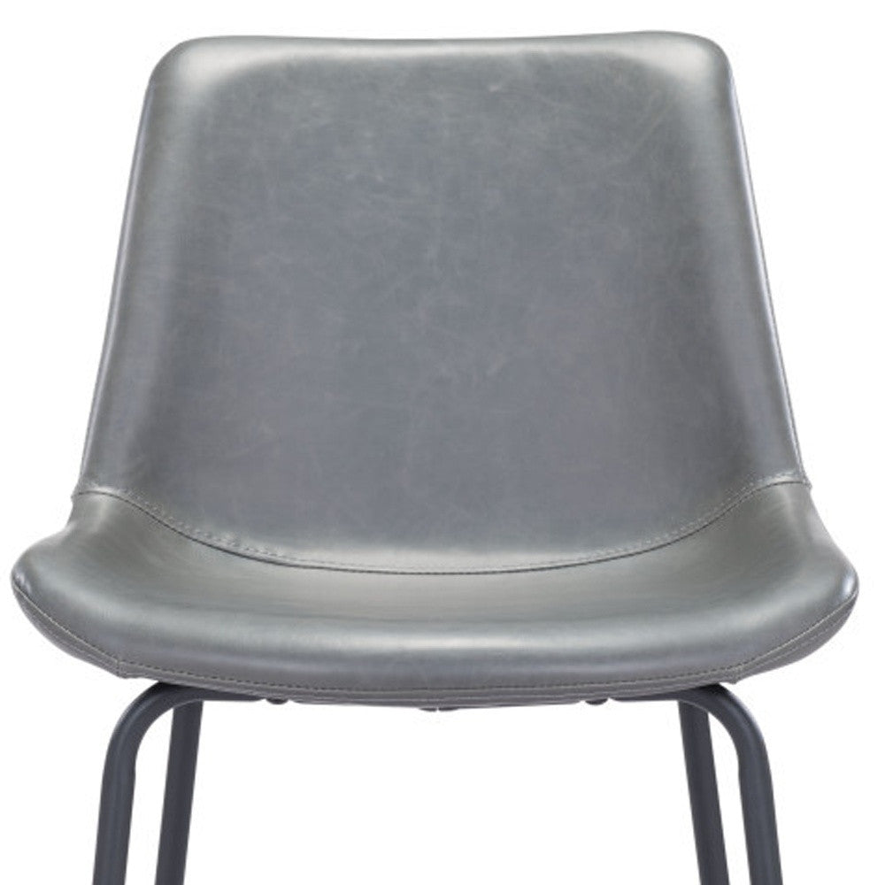 26" Gray And Black Steel Low Back Counter Height Bar Chair-6