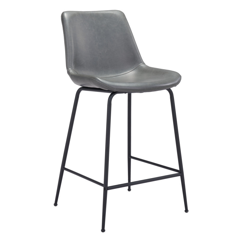 26" Gray And Black Steel Low Back Counter Height Bar Chair-0