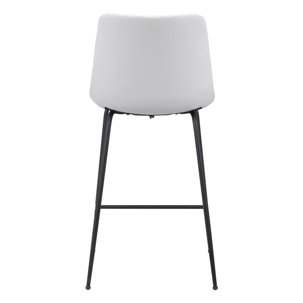 26" White And Black Steel Low Back Counter Height Bar Chair-3