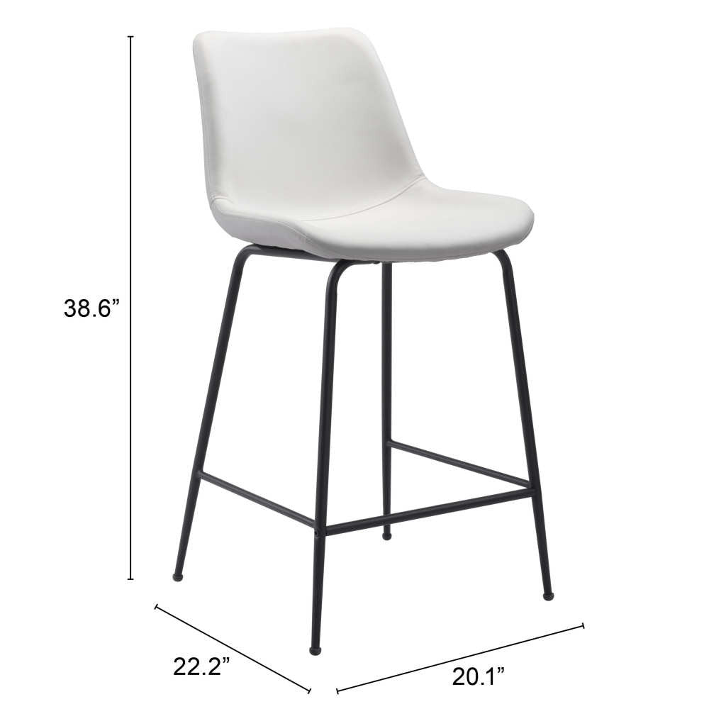 26" White And Black Steel Low Back Counter Height Bar Chair-7