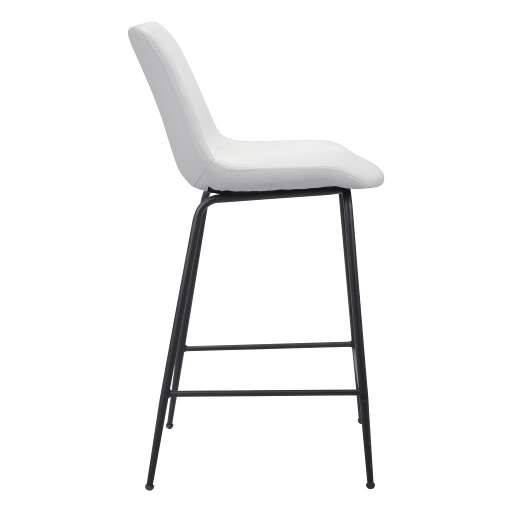26" White And Black Steel Low Back Counter Height Bar Chair-4