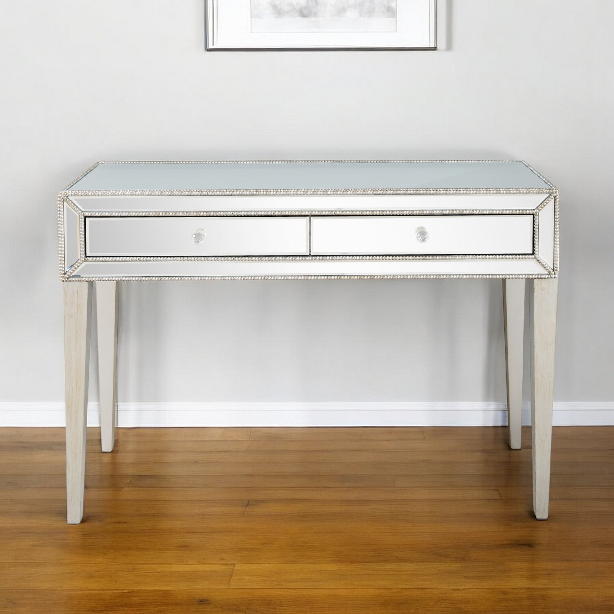 48" Silver Mirrored Glass Console Table-1