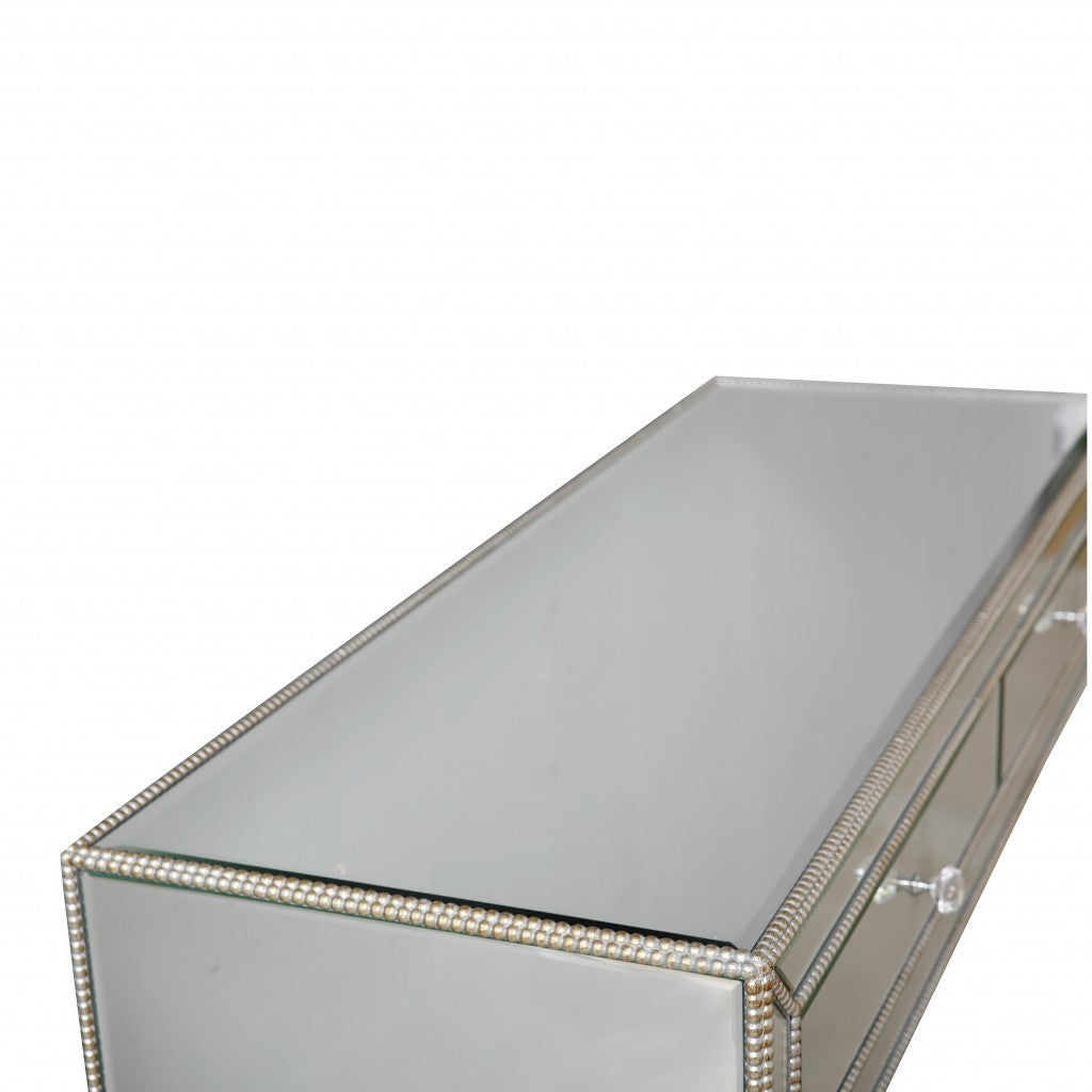 48" Silver Mirrored Glass Console Table-6