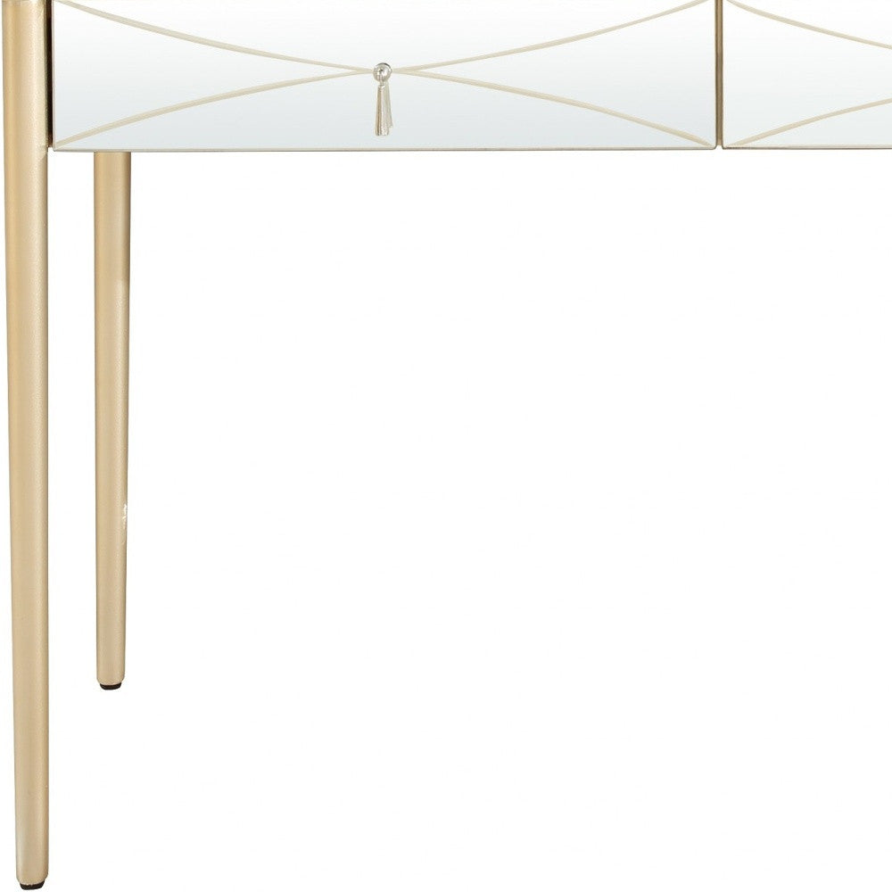 48" Champagne Mirrored Glass Console Table-7