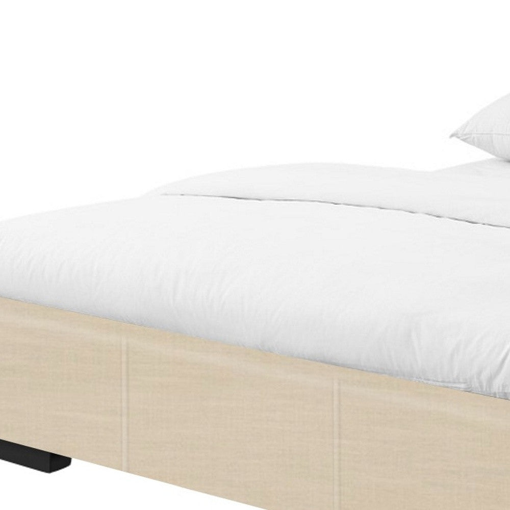 Beige Faux Leather King Bed Frame-4