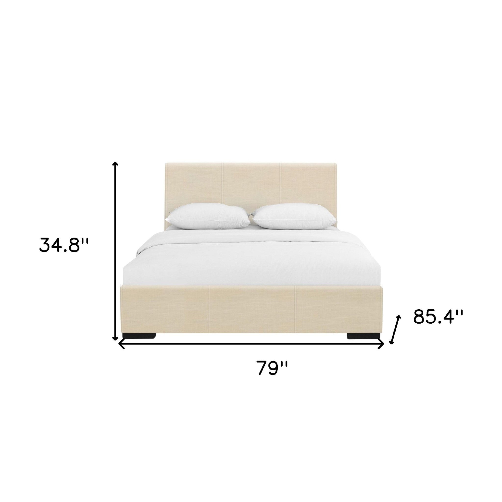 Beige Faux Leather King Bed Frame-6