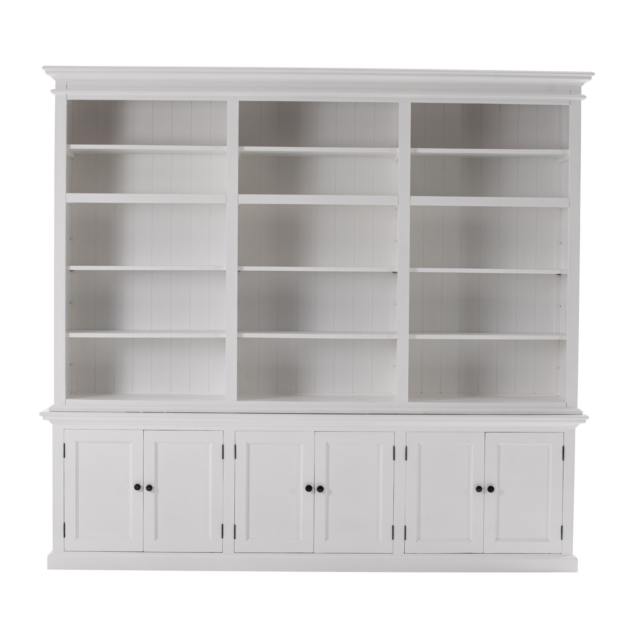 71" White Solid Wood Frame Dining Hutch With Multiple Shelves And Three Drawers-0