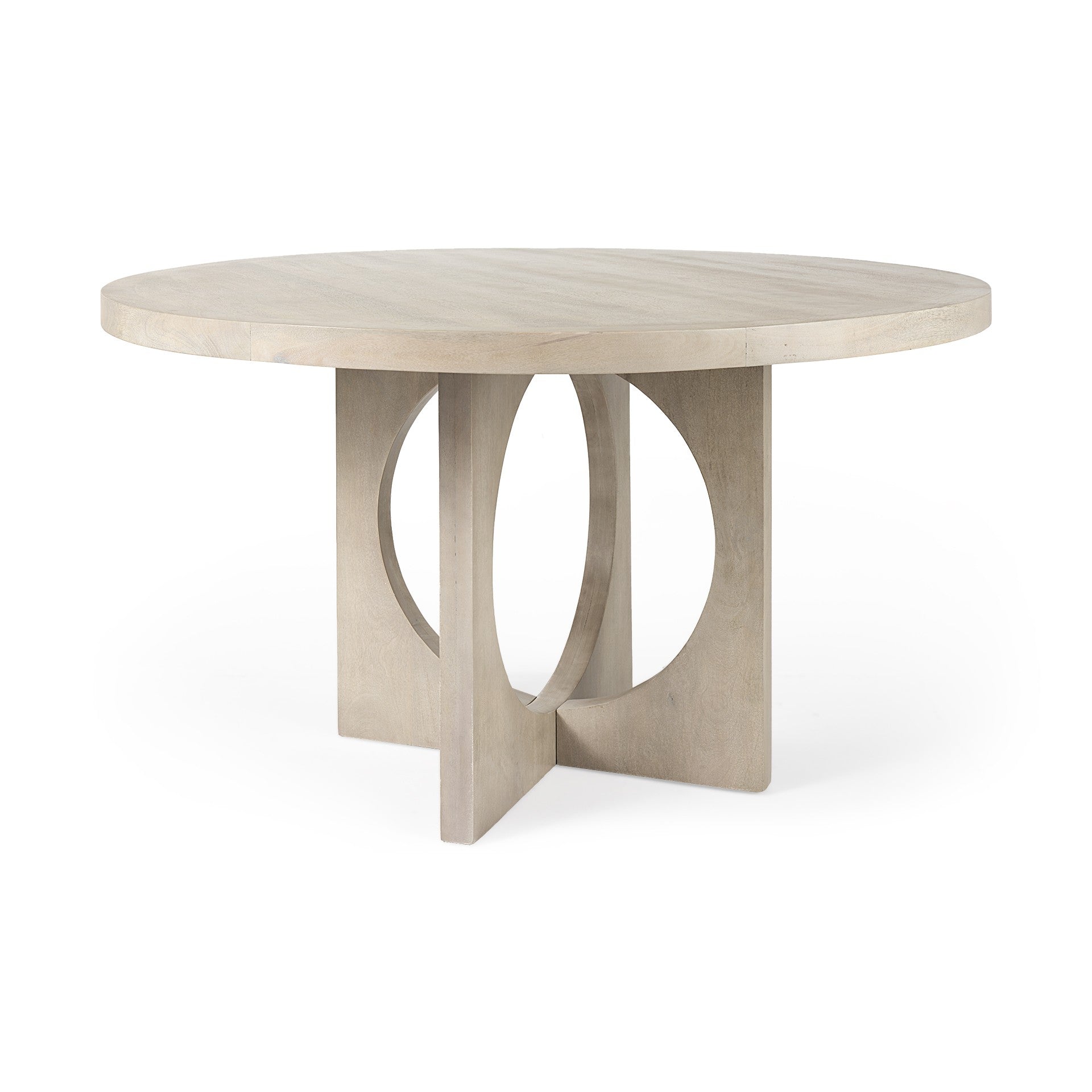 54" Natural Rounded Pedestal Base Dining Table-1