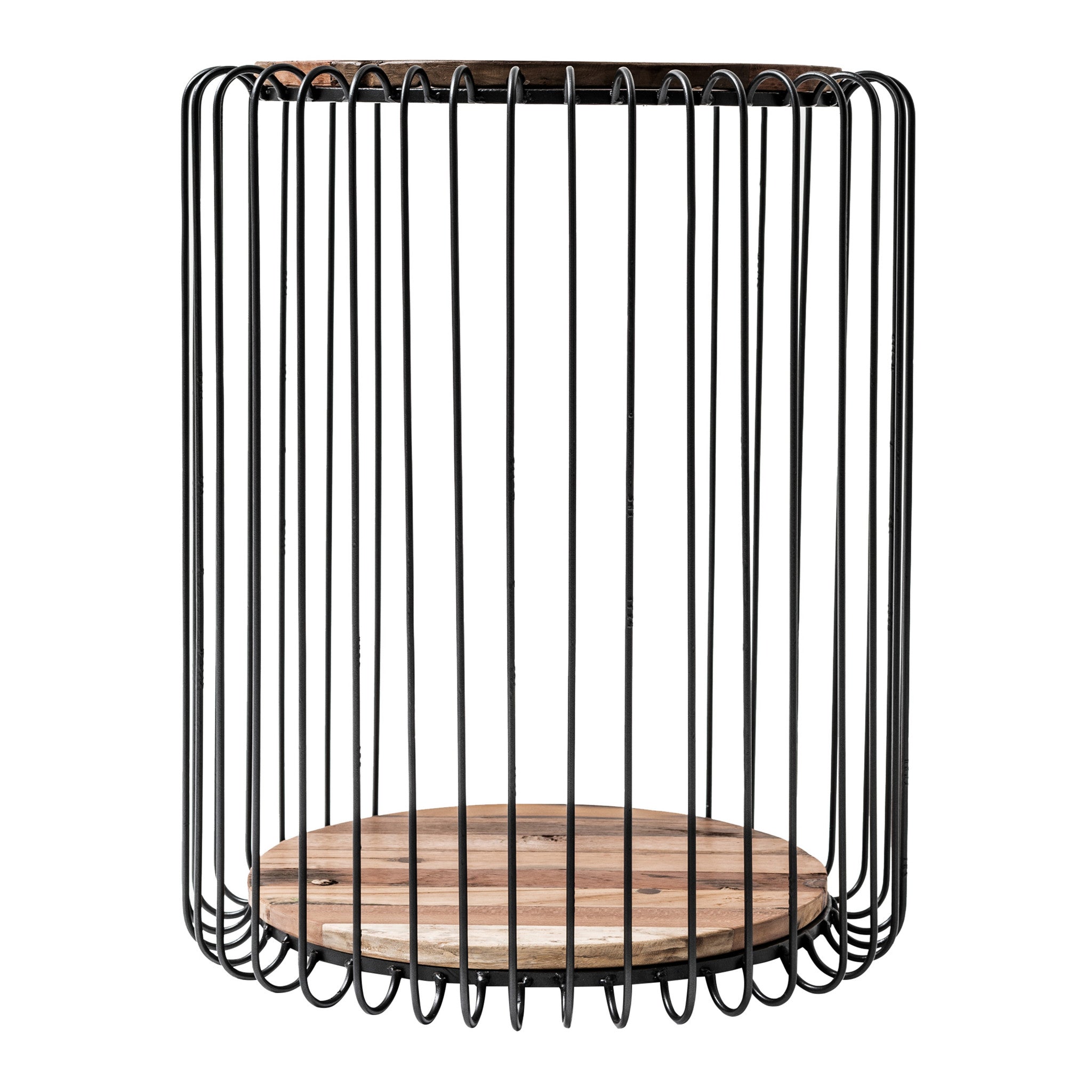 24" Modern Black and Rustic Brown Round End Table-3