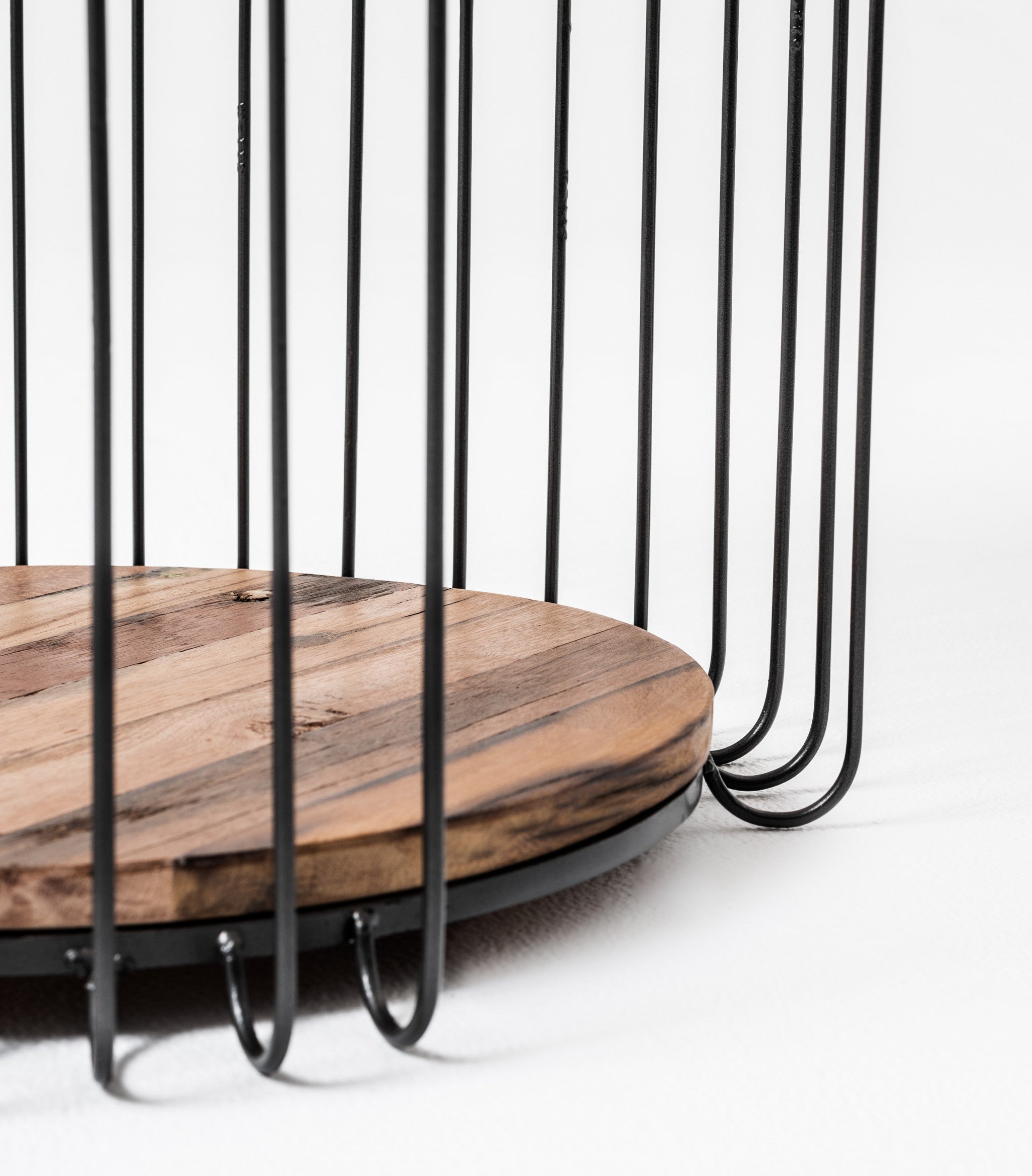 24" Modern Black and Rustic Brown Round End Table-7