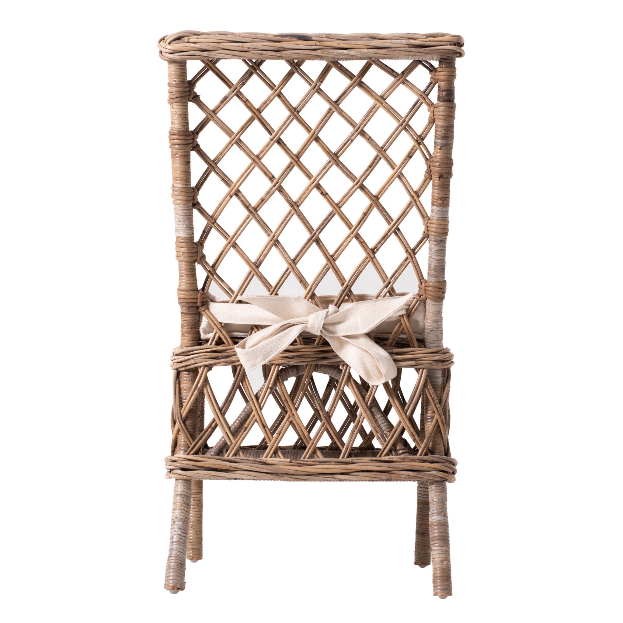 Set of Two Cream And Natural Rattan Cross Back Dining Parsons Chairs-8