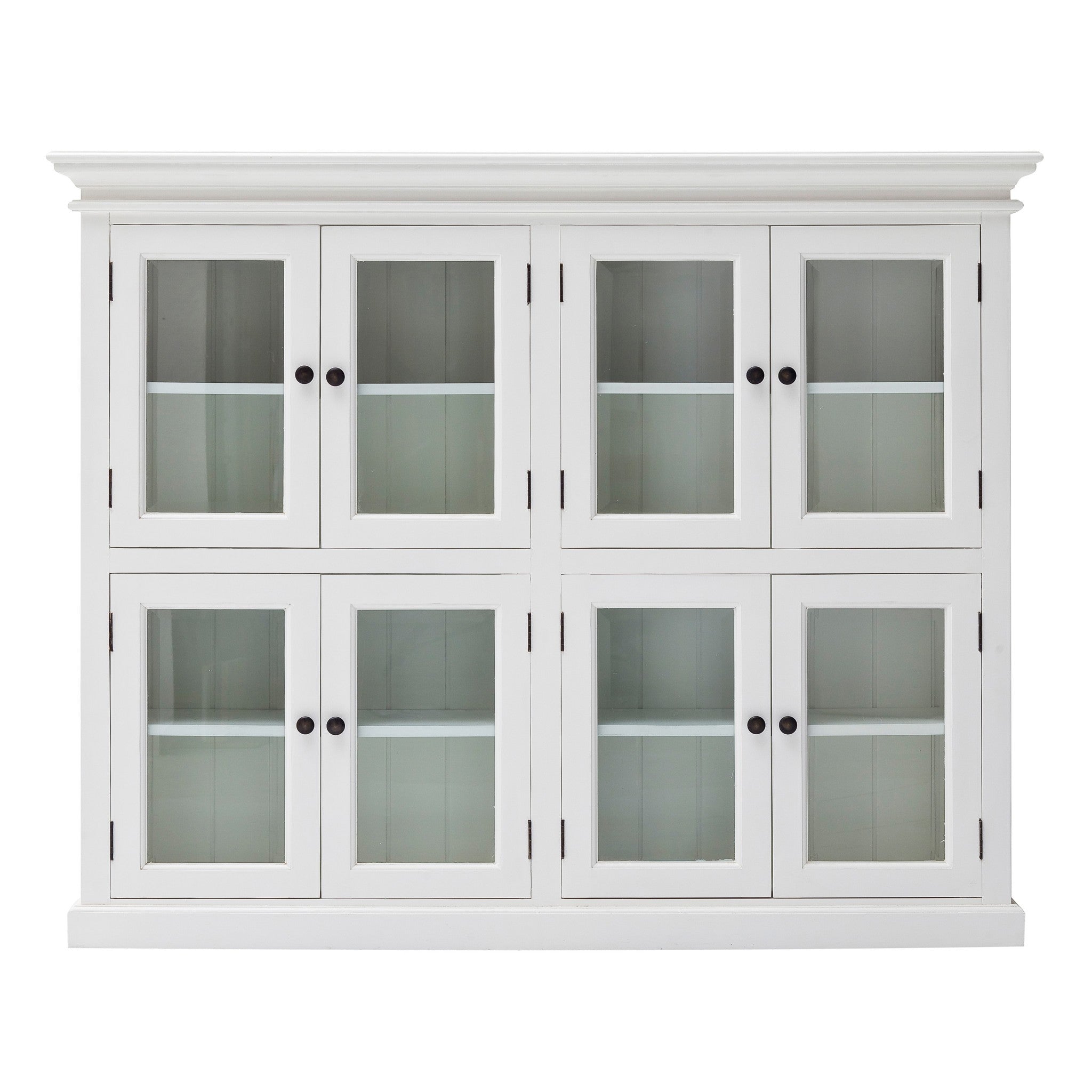 52" White Wood and Glass Two Level Storage Cabinet-0