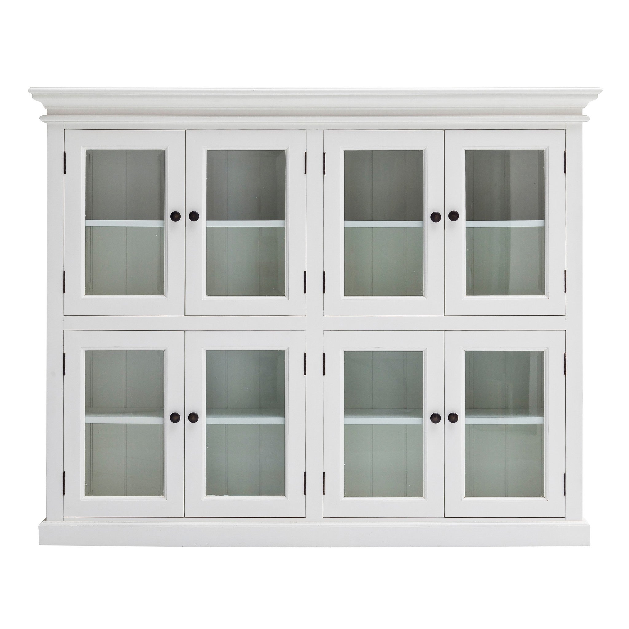 52" White Wood and Glass Two Level Storage Cabinet-6