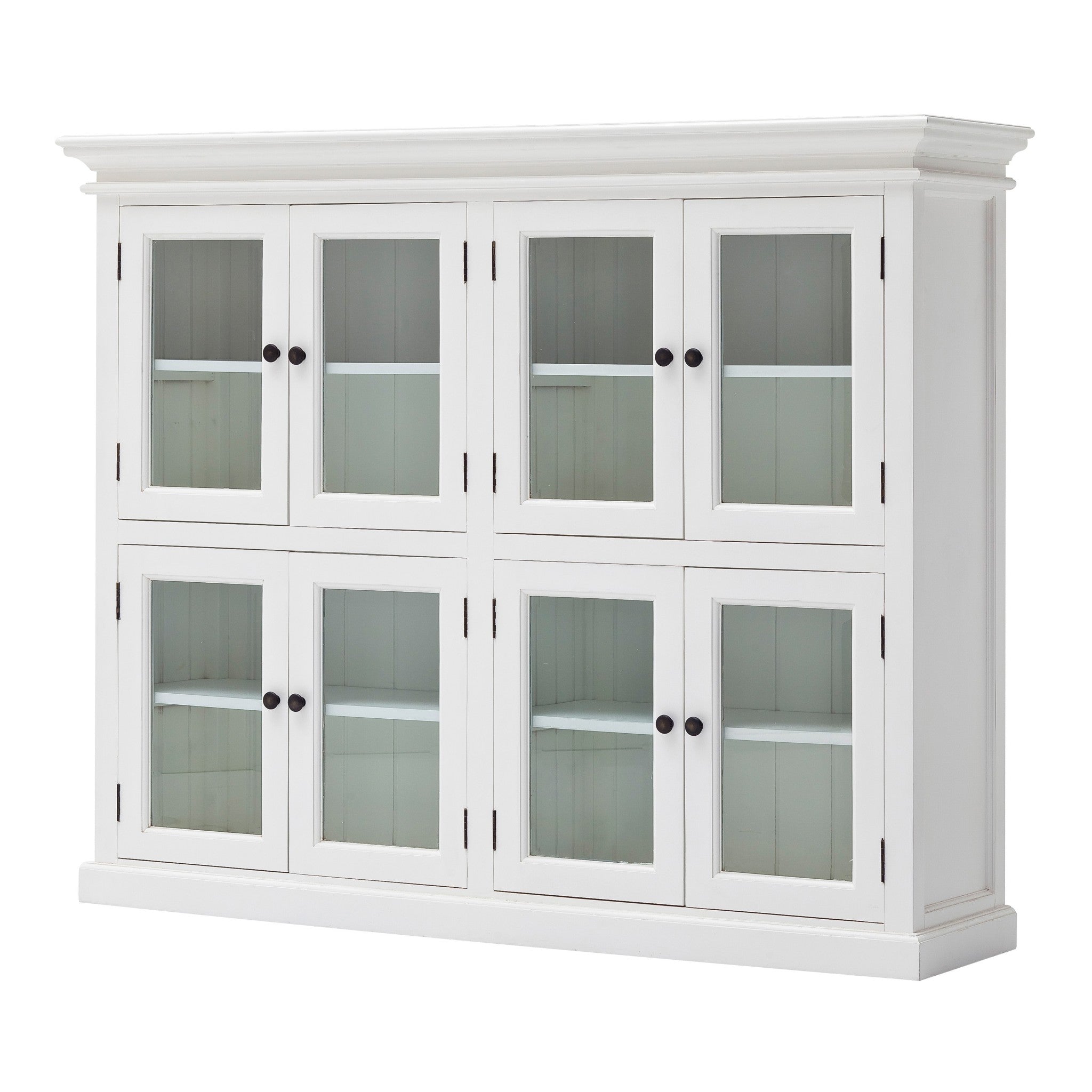52" White Wood and Glass Two Level Storage Cabinet-2