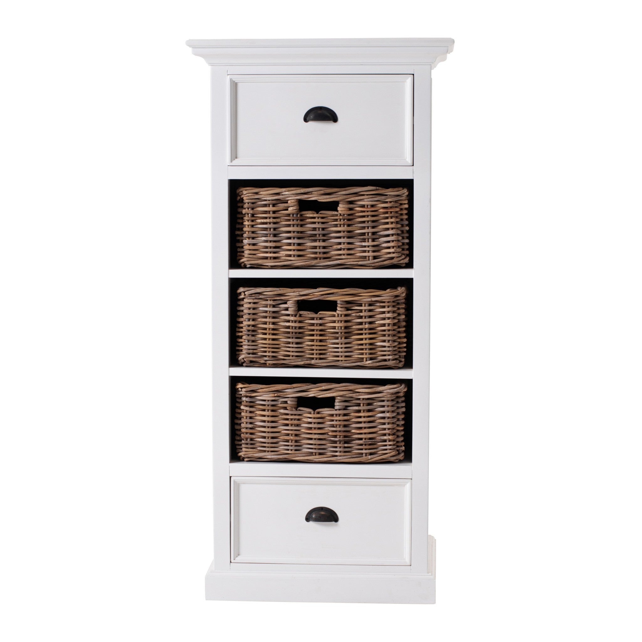 52" White Two Drawer Storage Cabinet With Baskets-0