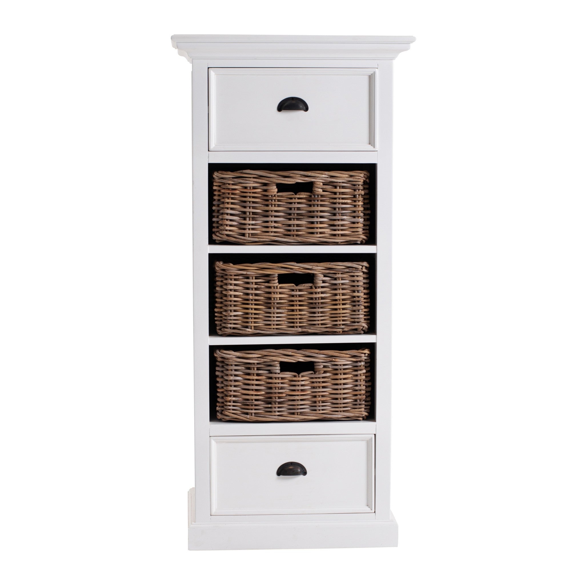 52" White Two Drawer Storage Cabinet With Baskets-4