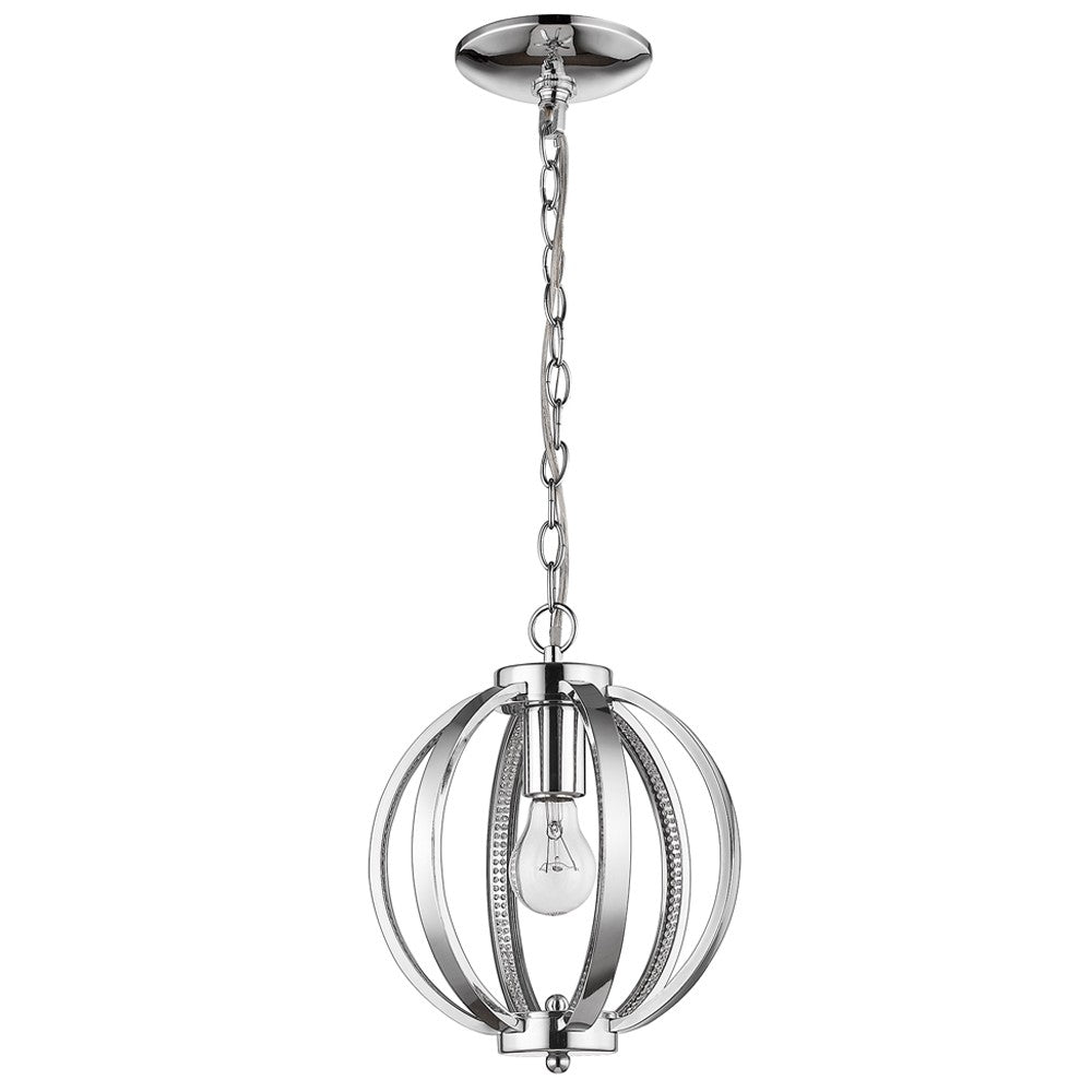Nevaeh 1-Light Chrome Globe Pendant With Crystal Accents-2