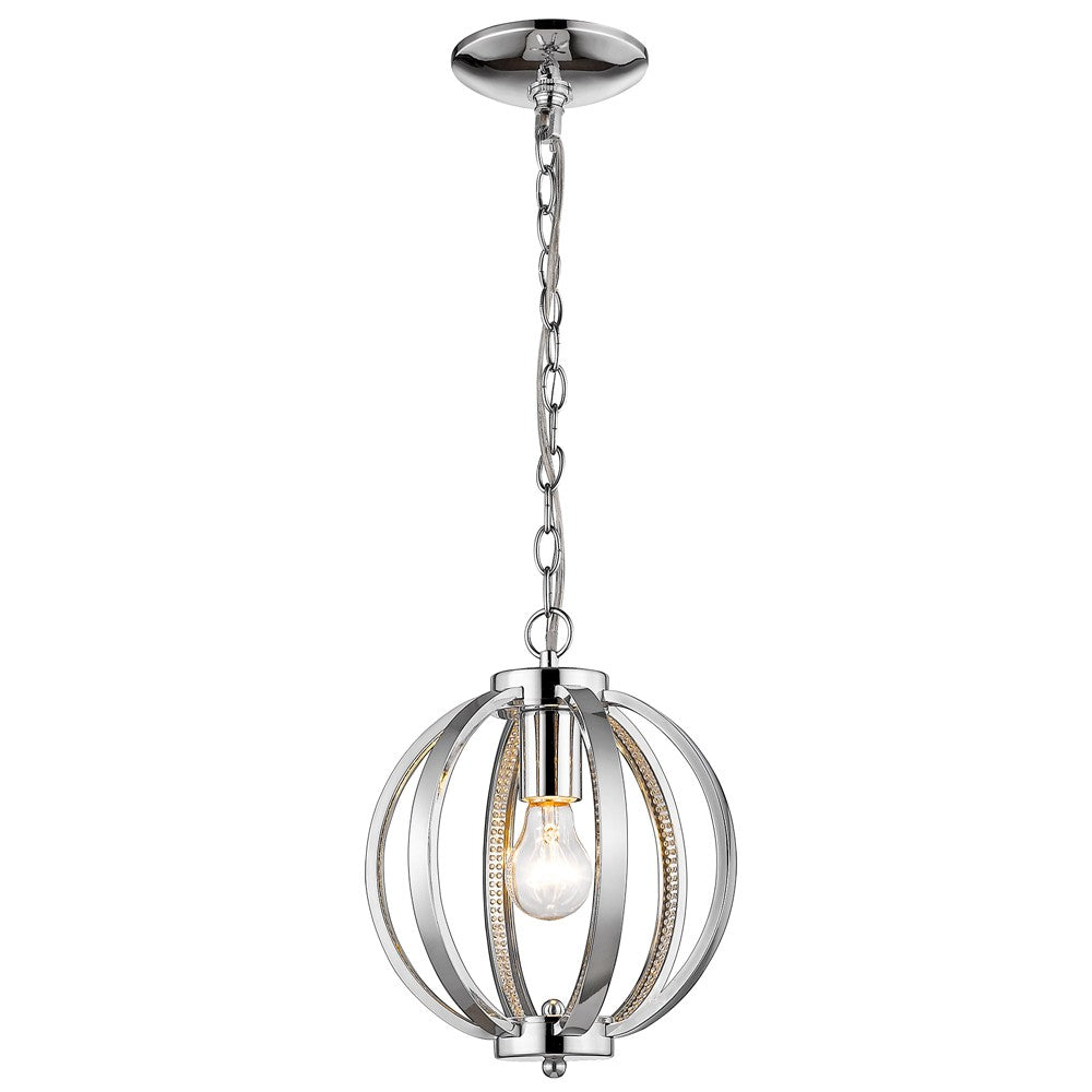 Nevaeh 1-Light Chrome Globe Pendant With Crystal Accents-0