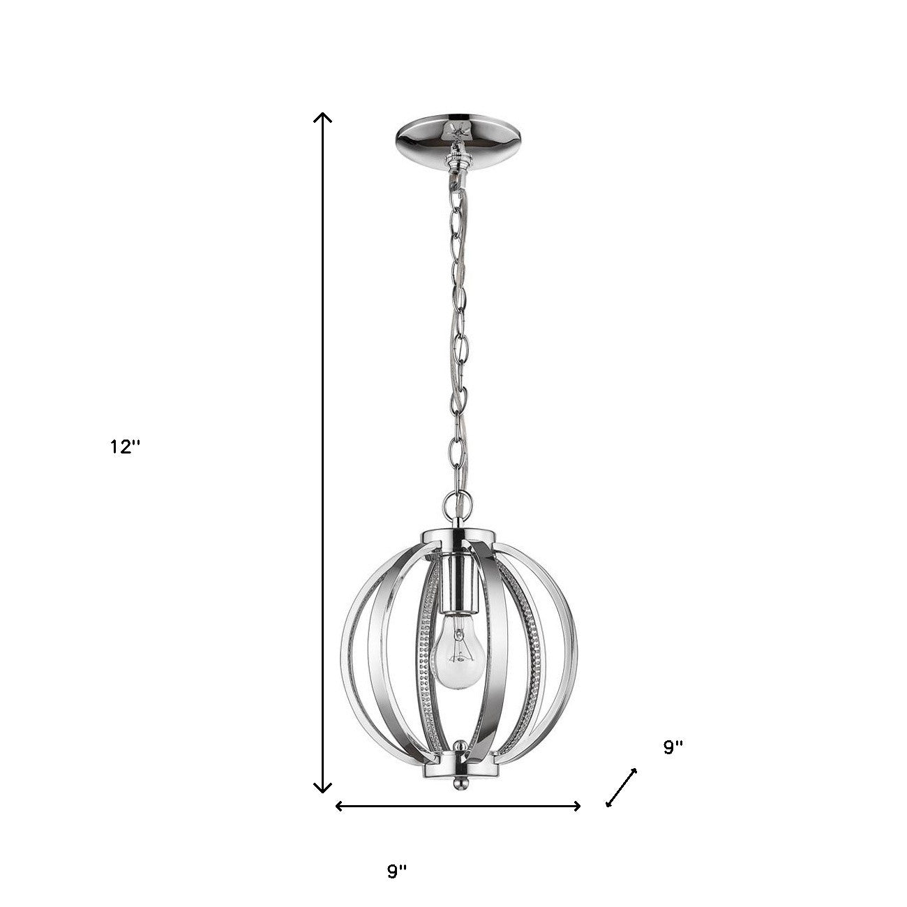 Nevaeh 1-Light Chrome Globe Pendant With Crystal Accents-4