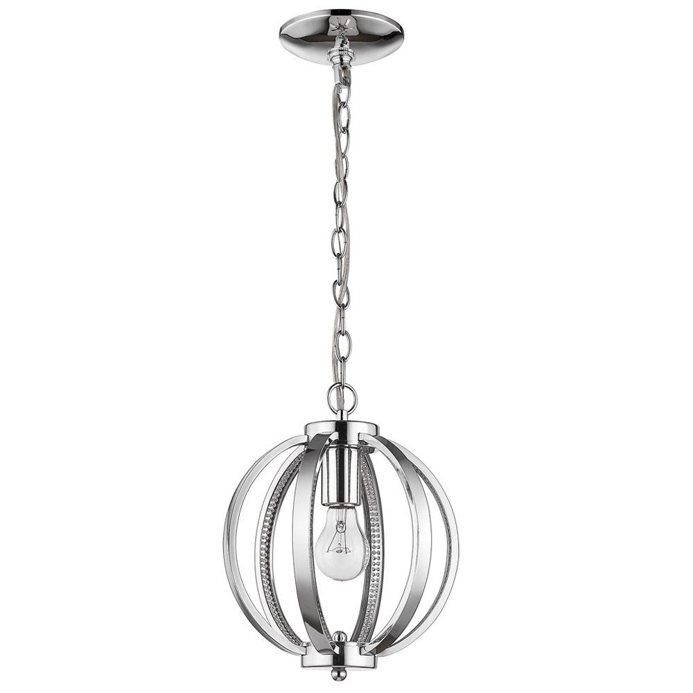 Nevaeh 1-Light Chrome Globe Pendant With Crystal Accents-3