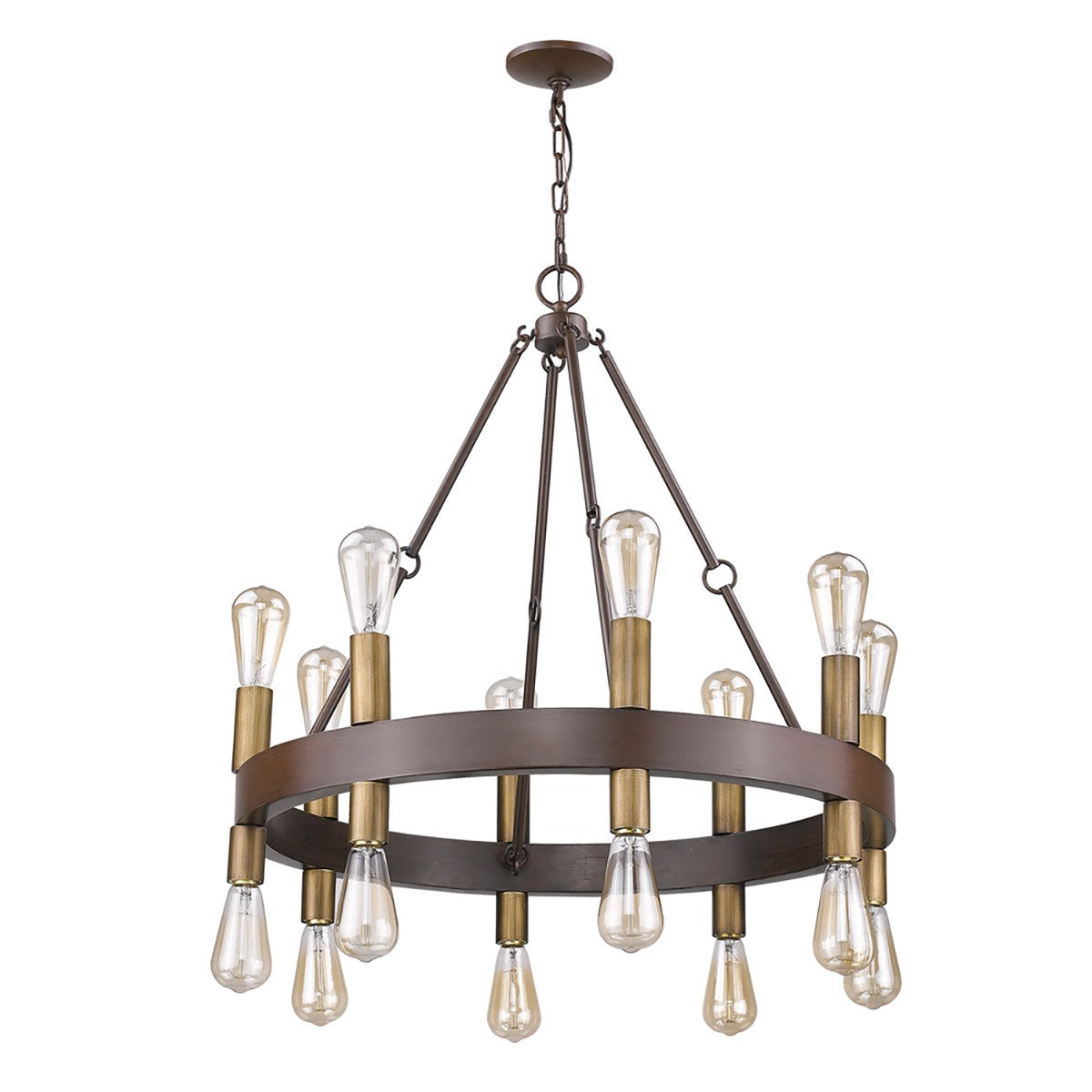 Brown and Black Candle Style Multi Light Metal Dimmable Chandelier-2