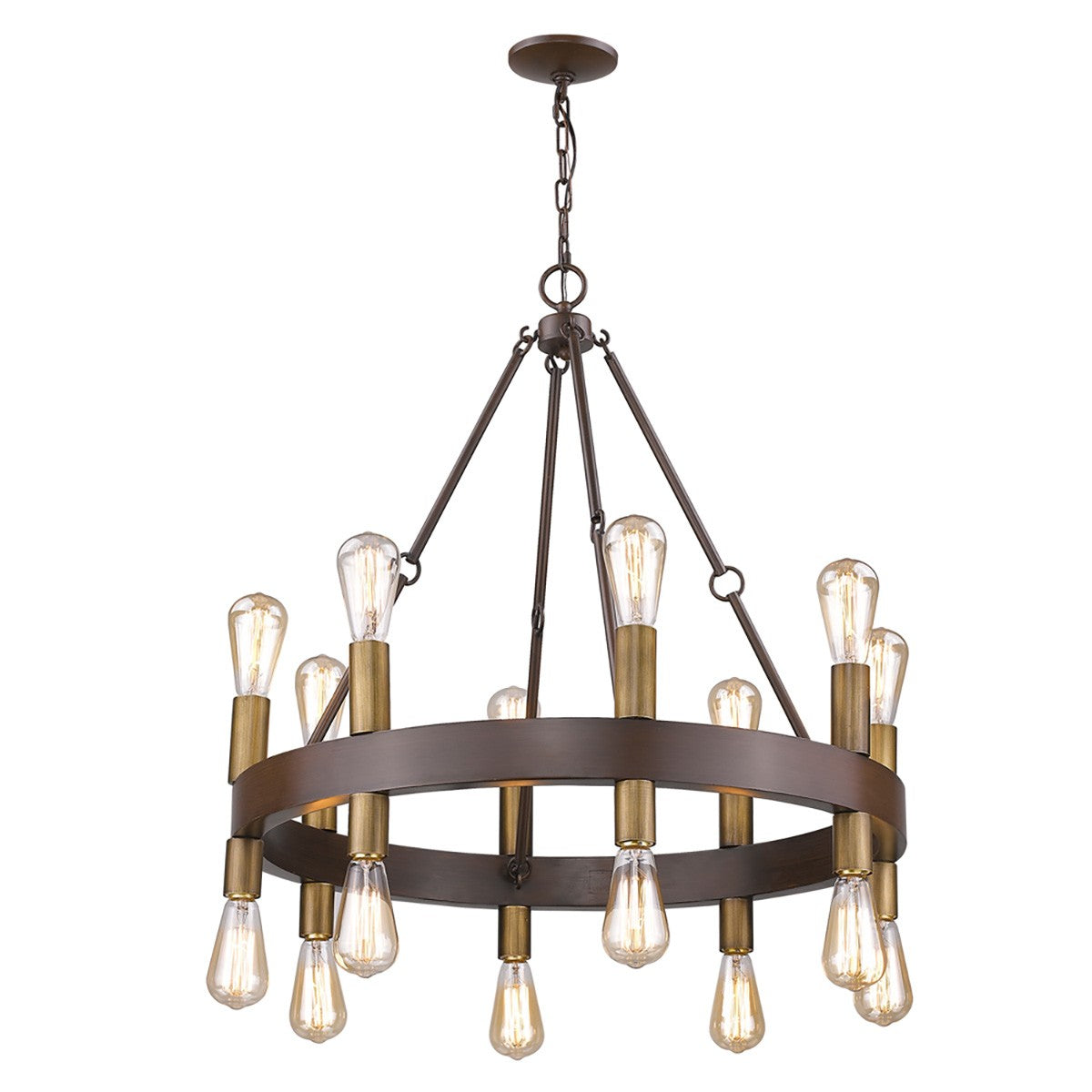 Brown and Black Candle Style Multi Light Metal Dimmable Chandelier-1