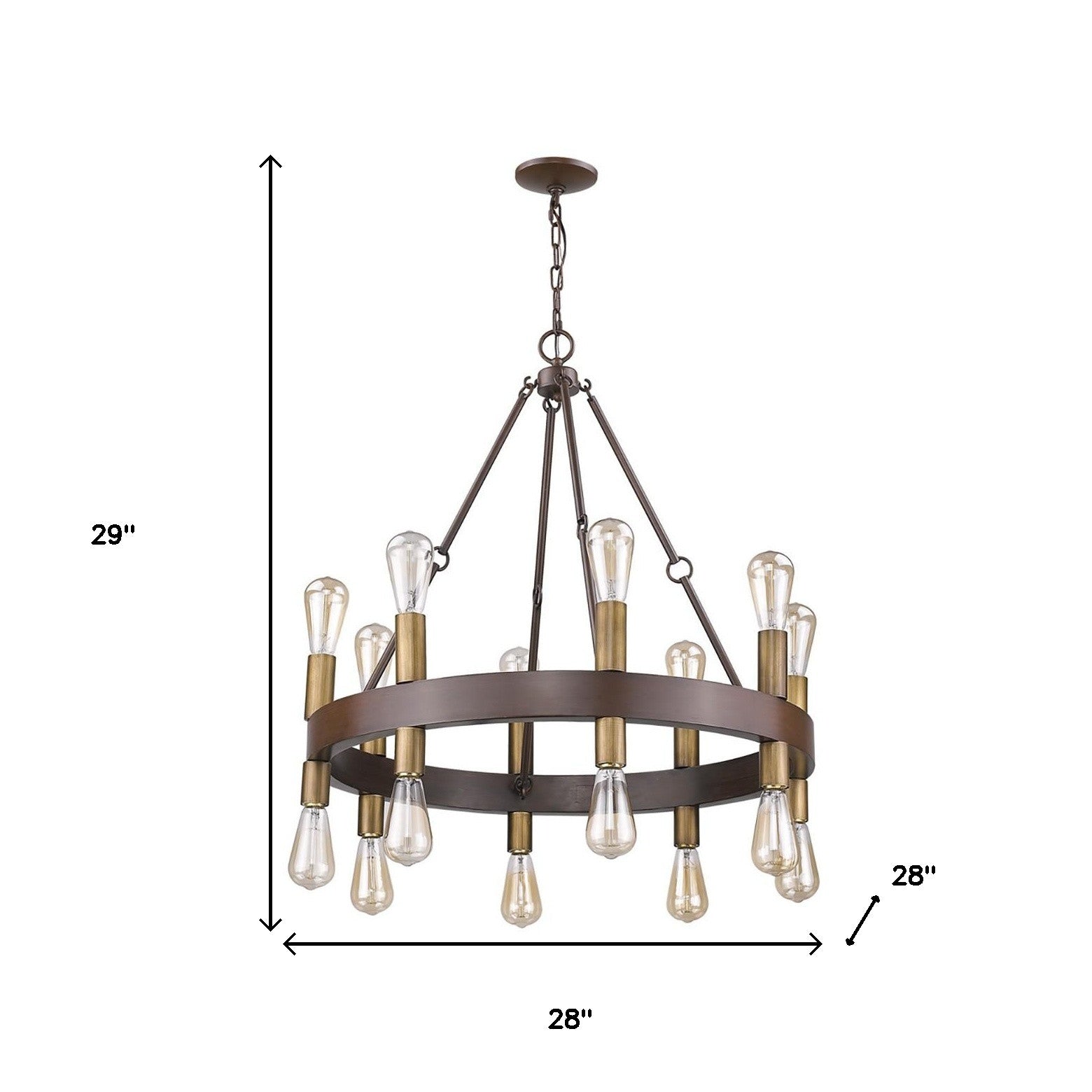 Brown and Black Candle Style Multi Light Metal Dimmable Chandelier-4