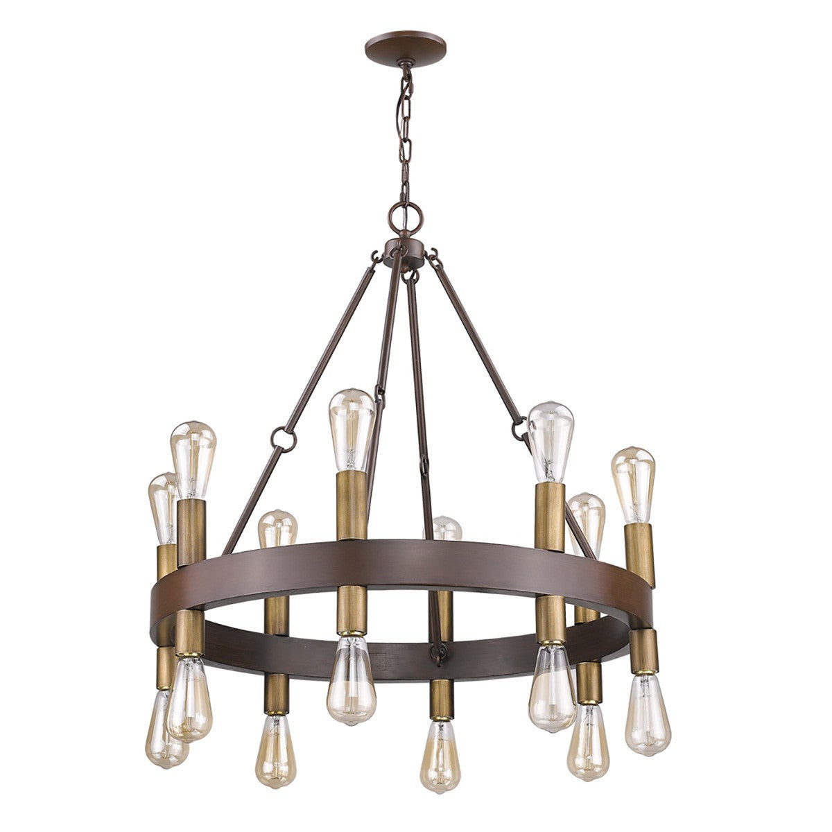 Brown and Black Candle Style Multi Light Metal Dimmable Chandelier-3
