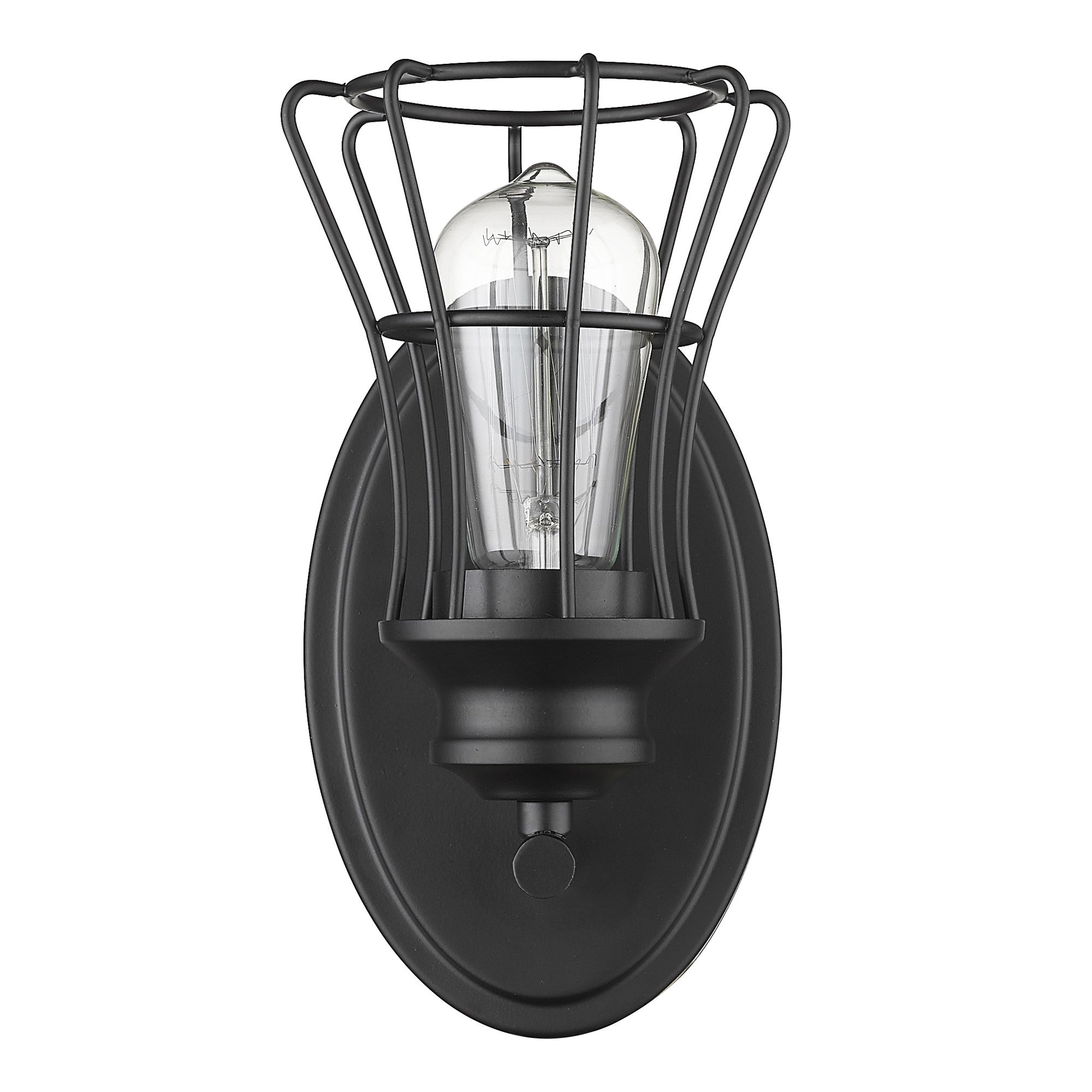 One Light Matte Black Cage Wall Sconce-3