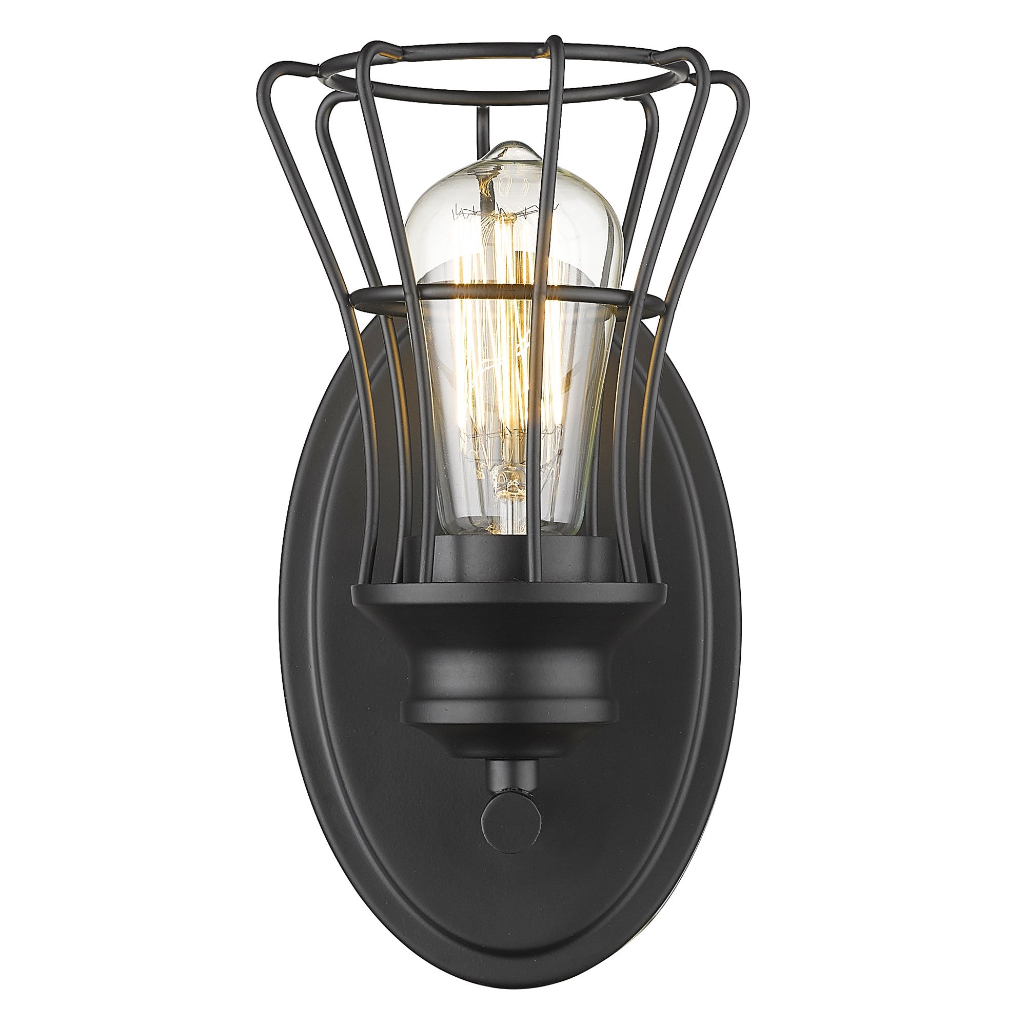 One Light Matte Black Cage Wall Sconce-4