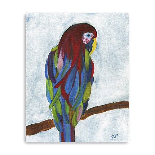 Small Bright and Tropical Parrot Canvas Wall Art-0