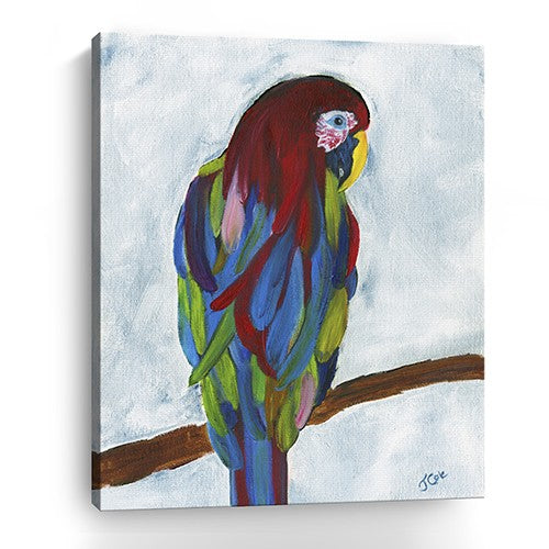 Small Bright and Tropical Parrot Canvas Wall Art-1