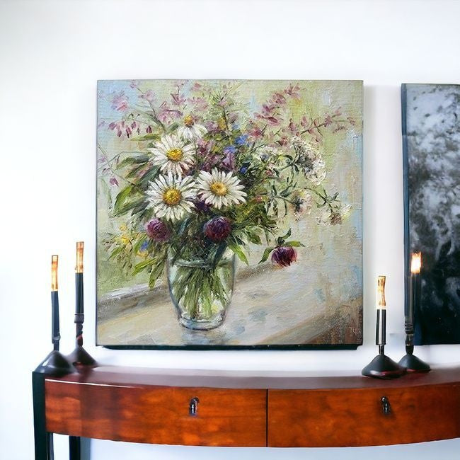 Pretty Vase Of Flowers Unframed Print Wall Art-2