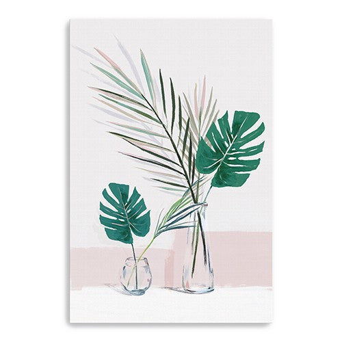 Pretty Green Foliage Leaves Pink Unframed Print Wall Art-0