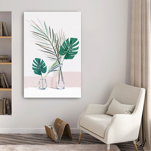 Pretty Green Foliage Leaves Pink Unframed Print Wall Art-3