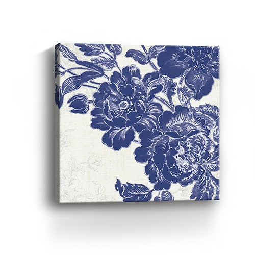 Blue Toile Rose Unframed Print Wall Art-5